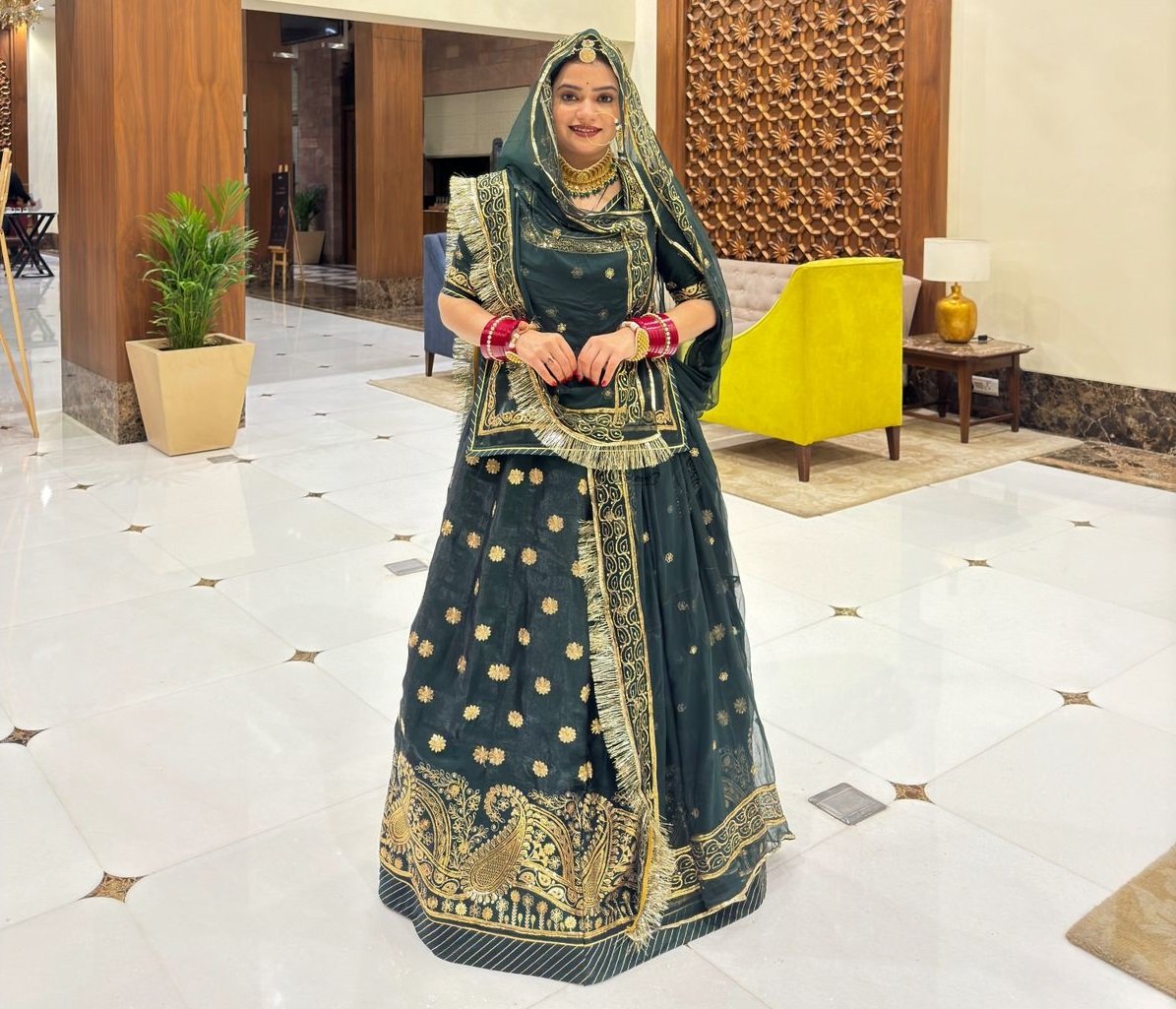 Velvet Poshak With Sequence And Zari Humrahi In Green Coloured