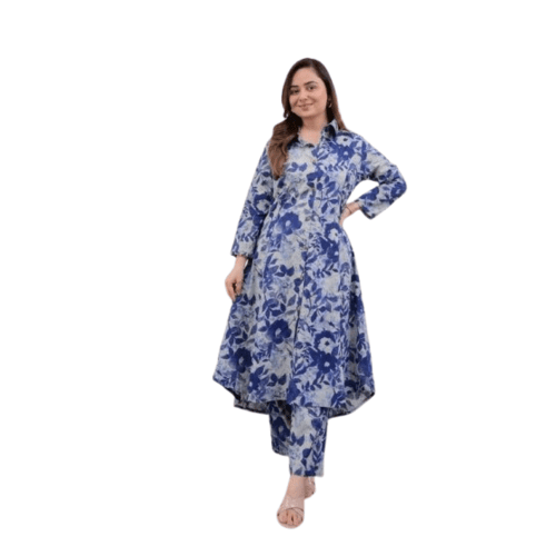 Cotton floral print kurti or pant for women