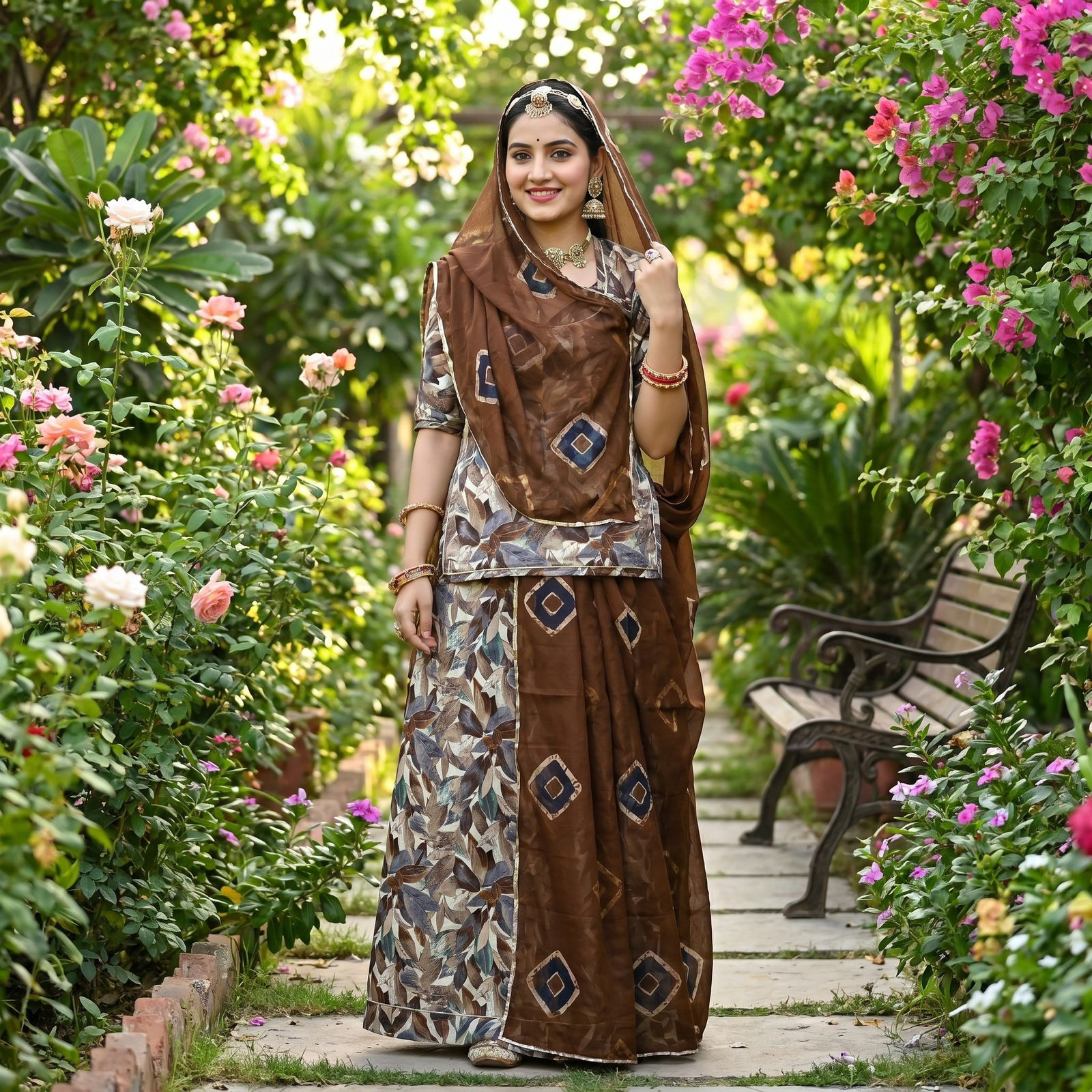 Elegant Daily Wear Pure Cotton Rajputi Suit With Sarbati Cotton Odhna