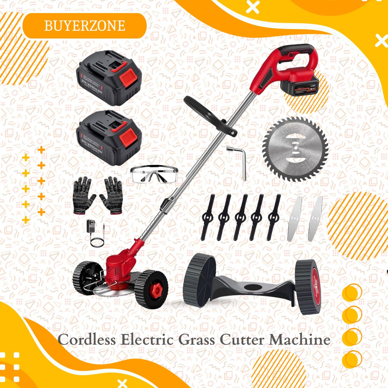 Cordless Electric Grass Cutter Machine - Lightweight & Powerful Lawn Trimmer