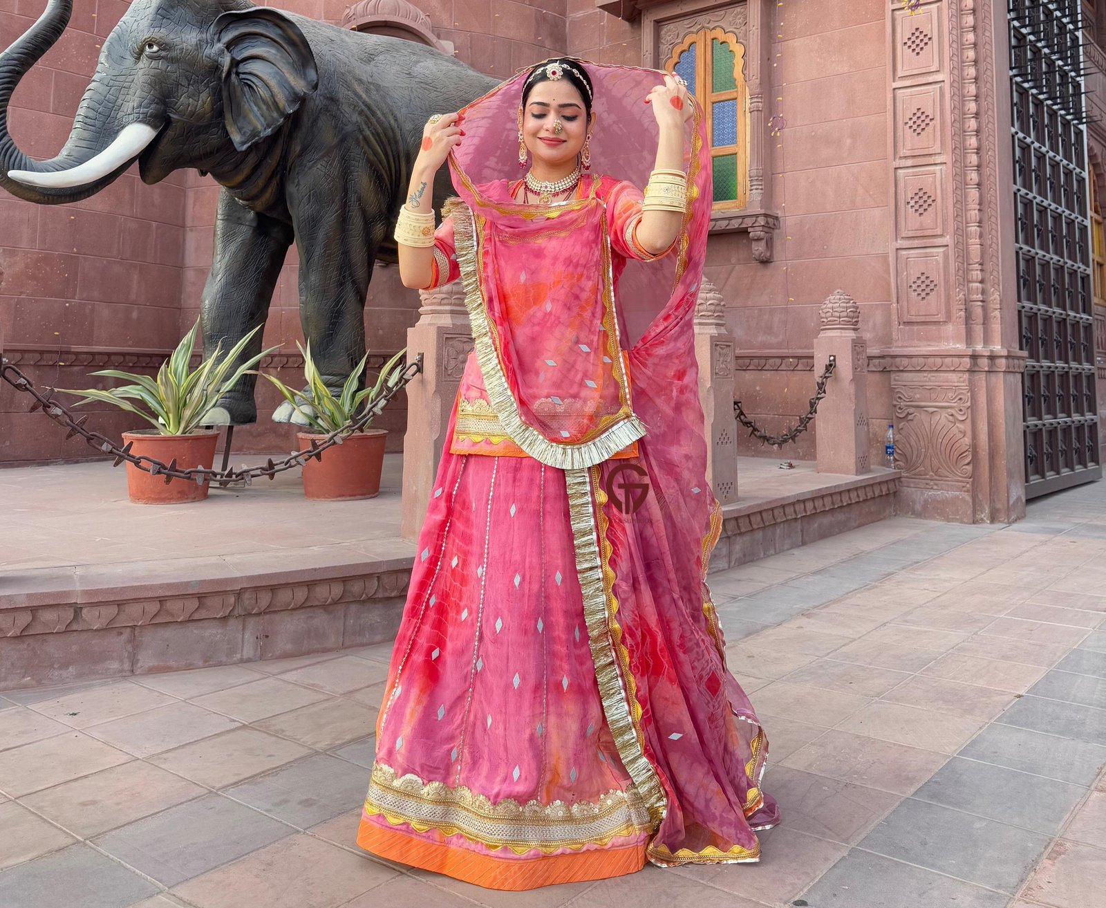 Natural silk sout saburi rajputi poshak