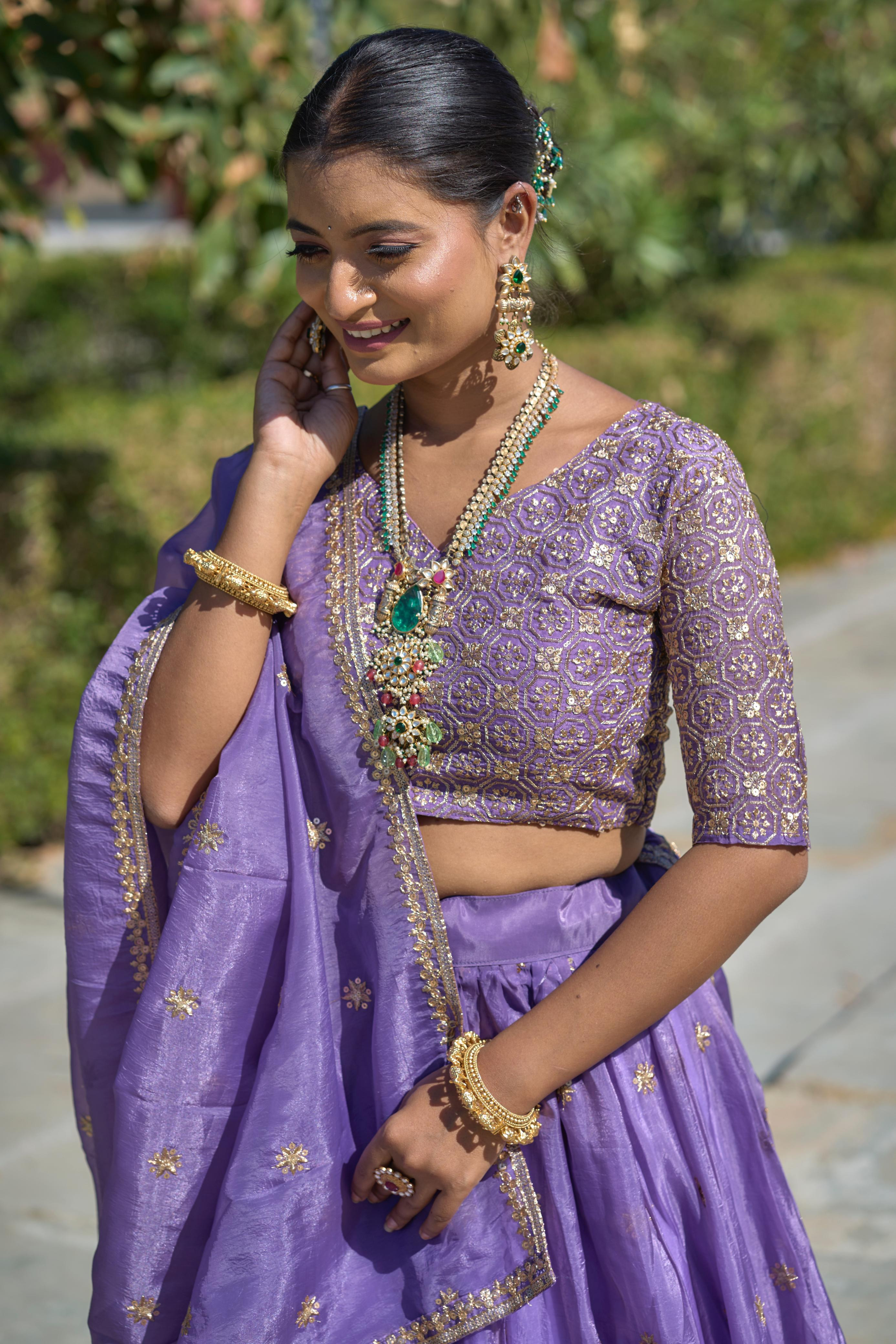 Purple colour lehenga for women