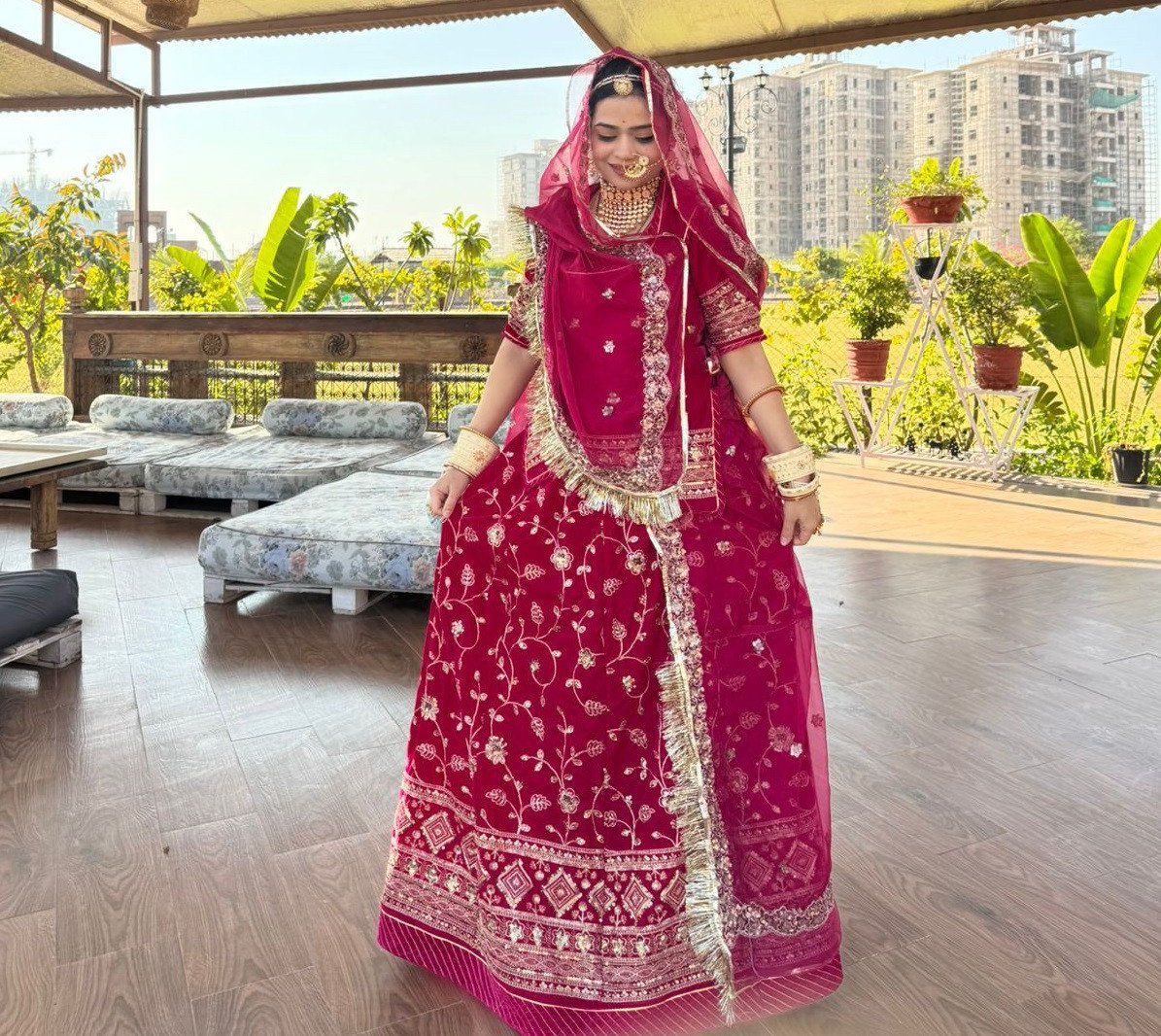 Red colour rajputi poshak for women