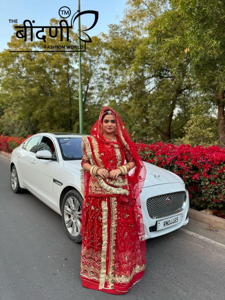 Indian Red Velvet Humrahi with Gota Patti Rajputi Poshak