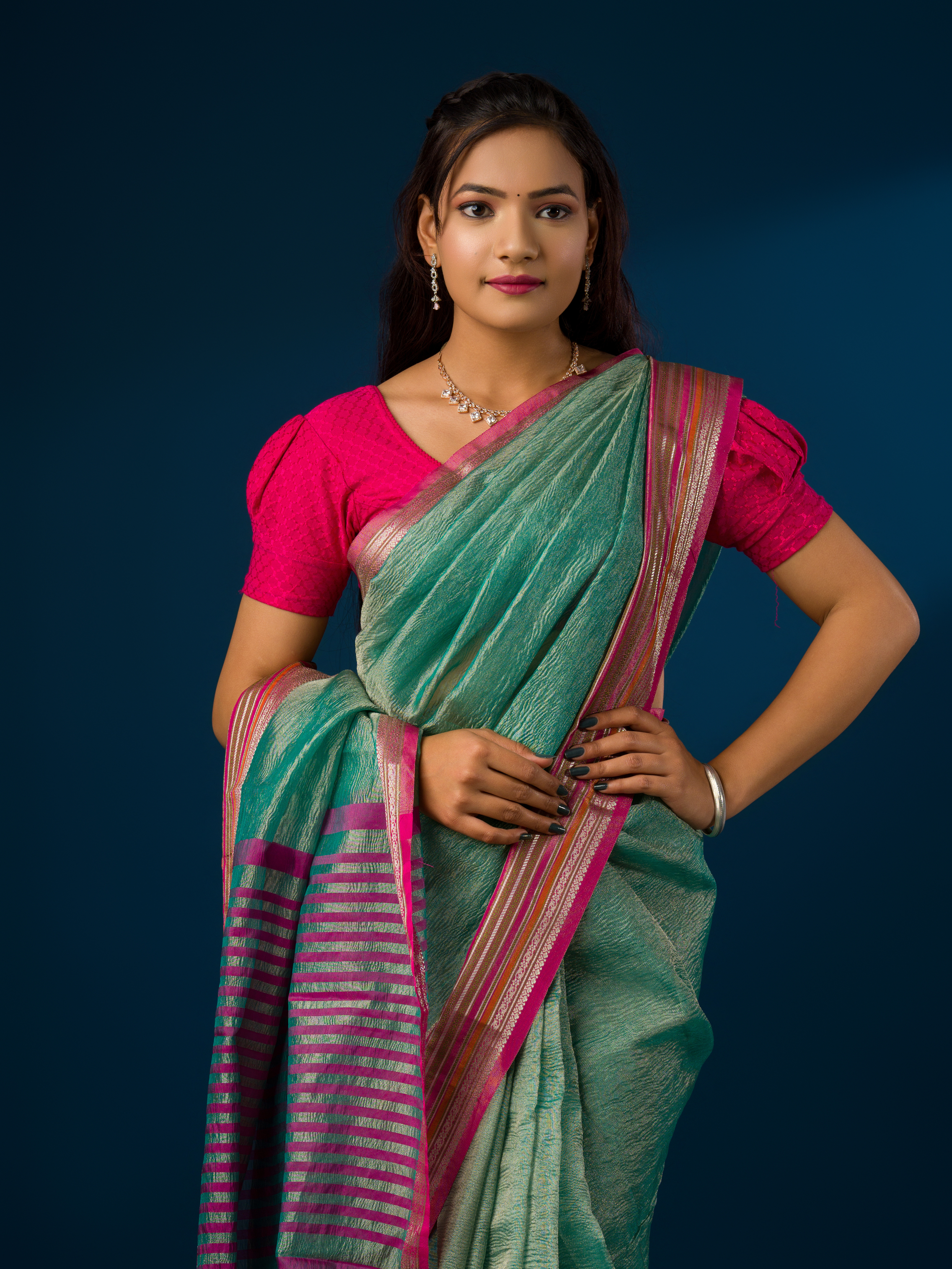 New Crush Tissue Silk Banarasi Border Saree