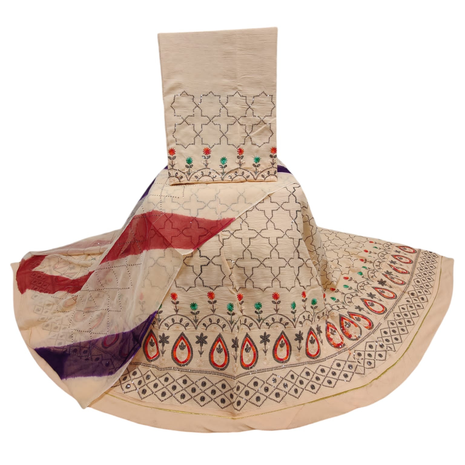Parampara Cotton Botique With Cut Print Odhna Rajputi Suit