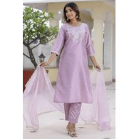 Women’s Pink Embroidered Kurta Pant Dupatta Set | Festive & Party Wear Ethnic Suit