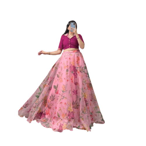 Floral print lehenga set for women