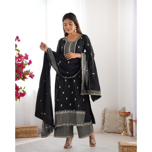 Ready to Wear Straight Fit Kurta Set with Dupatta & Trousers