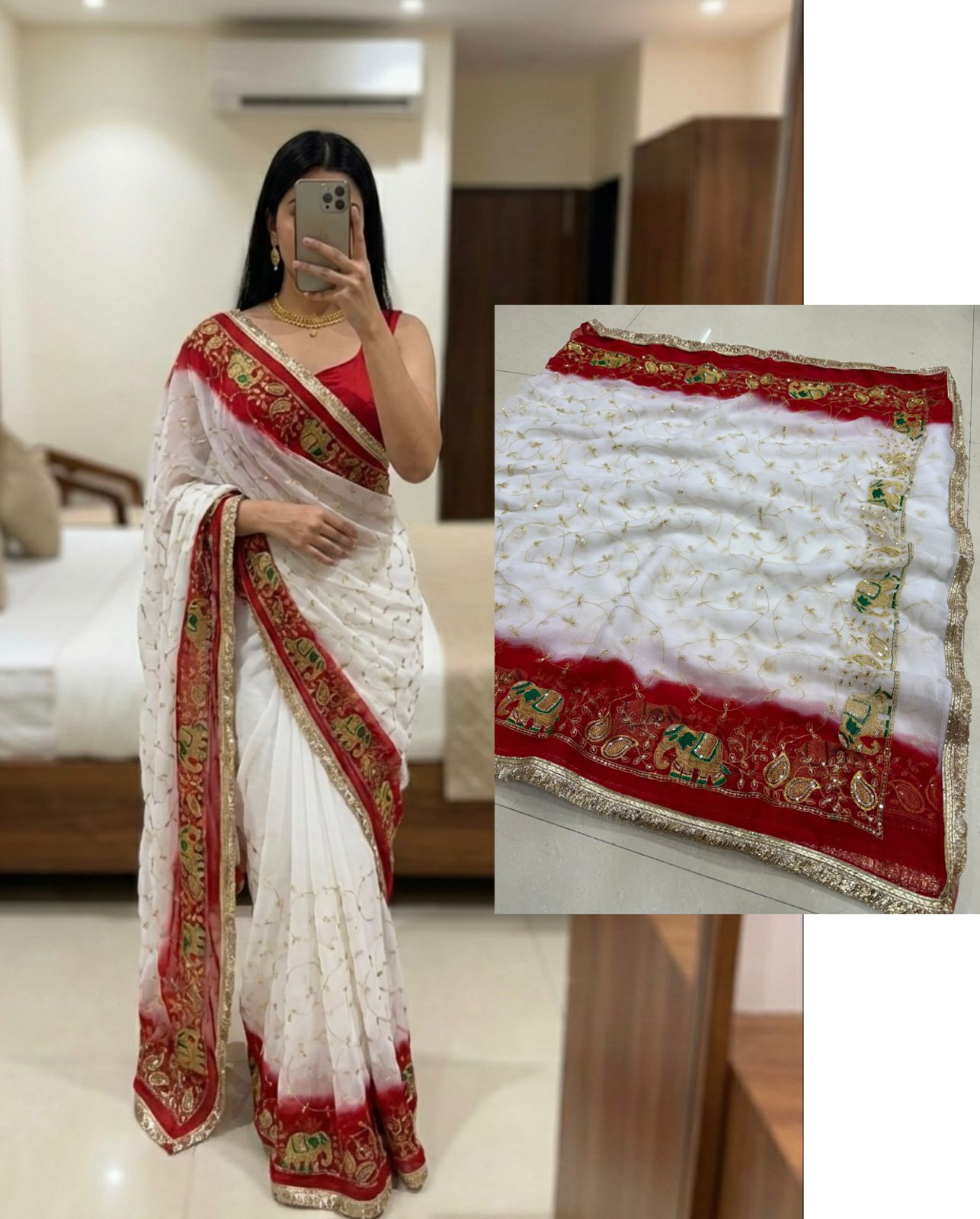 Royal Faag Georgette Saree With Sequence And Less Work