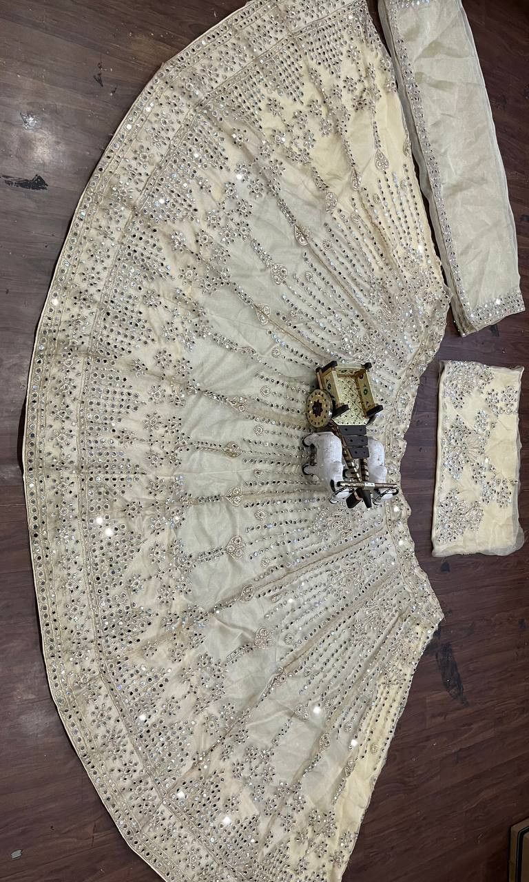 Sequins Thread Lehenga with Real Mirror Work