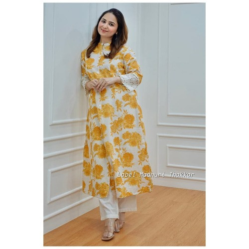 Summer-Ready Floral A-Line Kurtis with Chic Cotton Pants