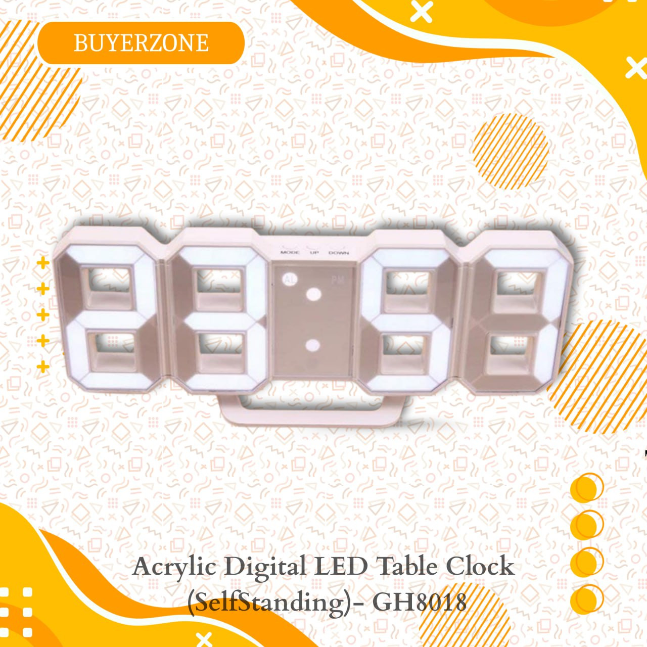 Modern Self-Standing Desk Clock with Loud Alarm - Digital Display & Snooze
