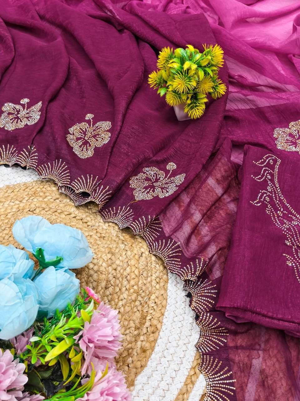 Designer Chiffon Saree with Blouse Set