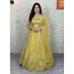 4 Meter Flared Premium Soft Net Lehenga with Heavy Sequins Embroidery | Semi-Stitched Lehenga with Can-Can & Canvas | Designer Soft Net Blouse & Dupatta Set