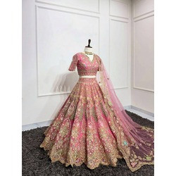4 Meter Flared Butterfly Net Lehenga with Sequins Embroidery | Semi-Stitched Lehenga with Can-Can & Canvas Layers | Elegant Party Wear Ensemble