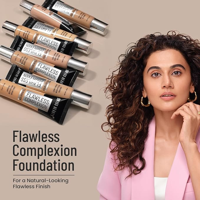 Swiss Beauty Pearl Illuminator Foundation – Rose Ivory | Natural Matte Finish | Lightweight & Long-Wear | 35gm