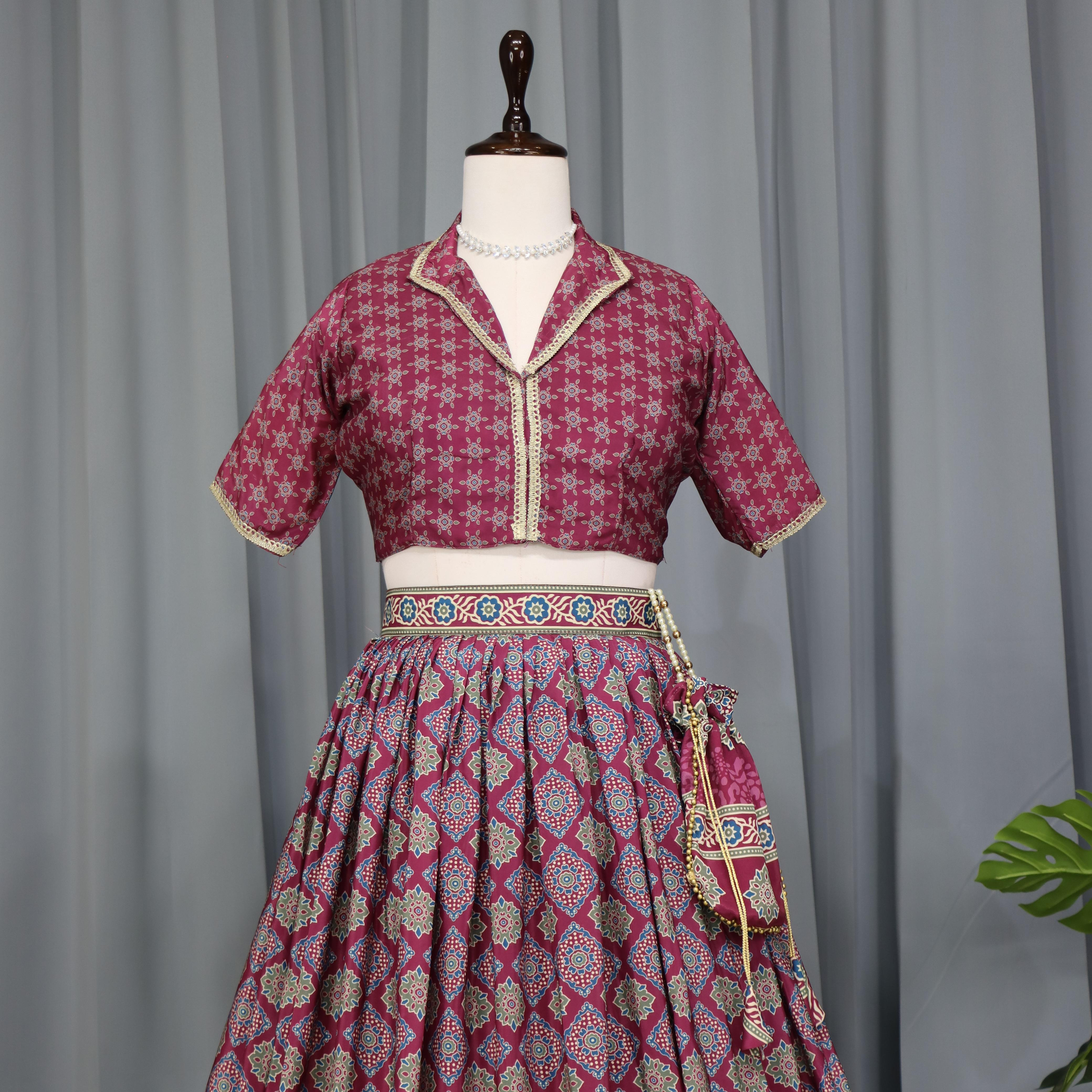 Azarkh prints ethnic silk lehenga for women