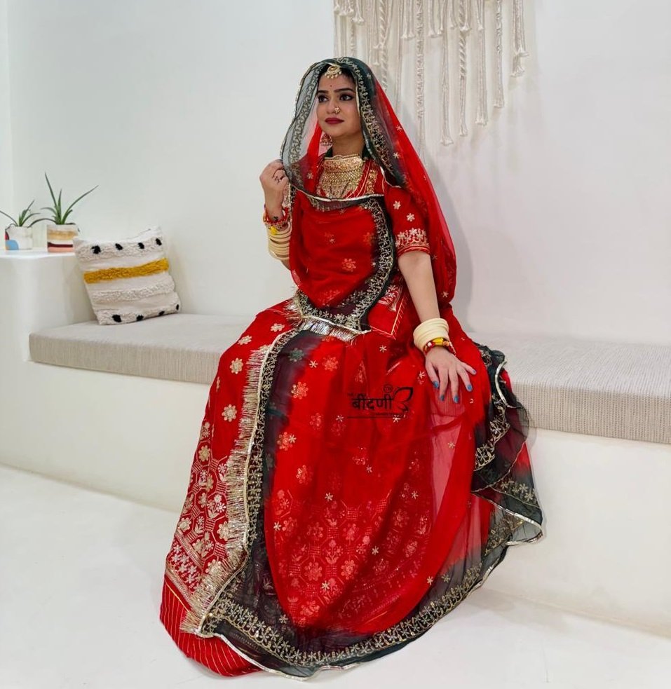 Semi Velvet Humrahi With Sequence And Zari Work Red Colour