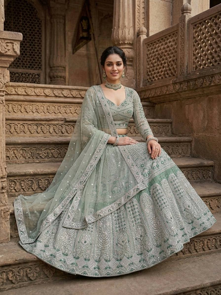 Elegant Soft Net Sequins Lehenga Choli with 4 Meter Flair | Party Wear Designer Lehenga Set
