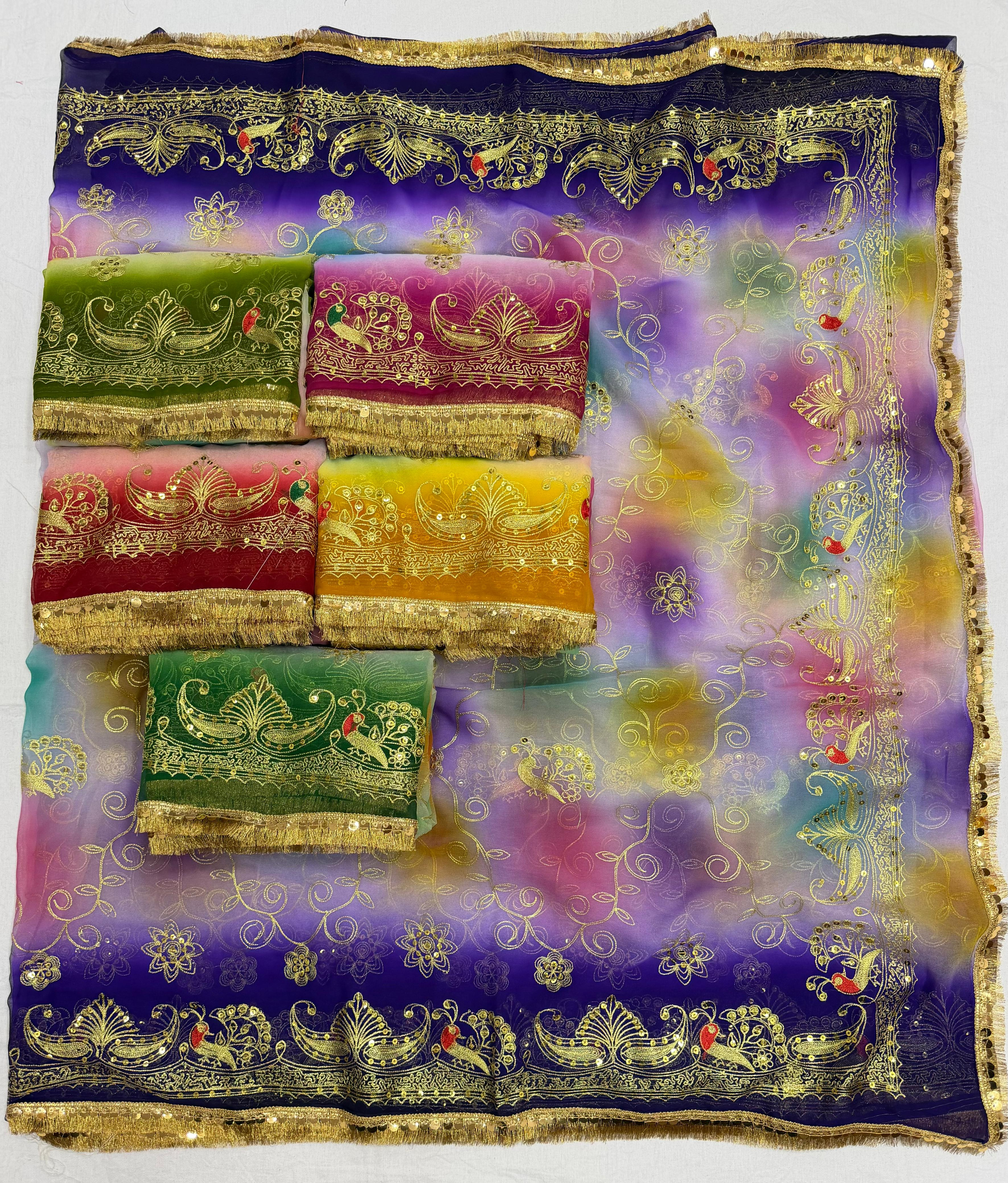 Trendy Multicolour Darbari Georgette Saree with 1 Mtr Blouse
