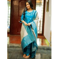 Elegant Women’s Sky Blue Jacquard Kurta Pant with Dupatta Set