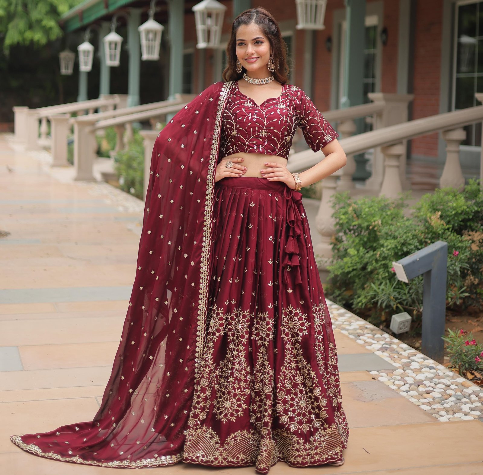 Rangoli Silk With Heavy Sequins & Thread Embroidered work Branded Lehanga Set