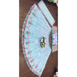 Real Mirror & Sequins Thread Lehenga with Can-Can & Canvas Layers – Glamorous Fox Georgette Semi-Stitched Set