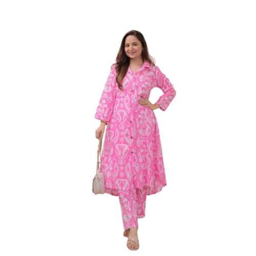 Cotton anarkali kurti and pant for women