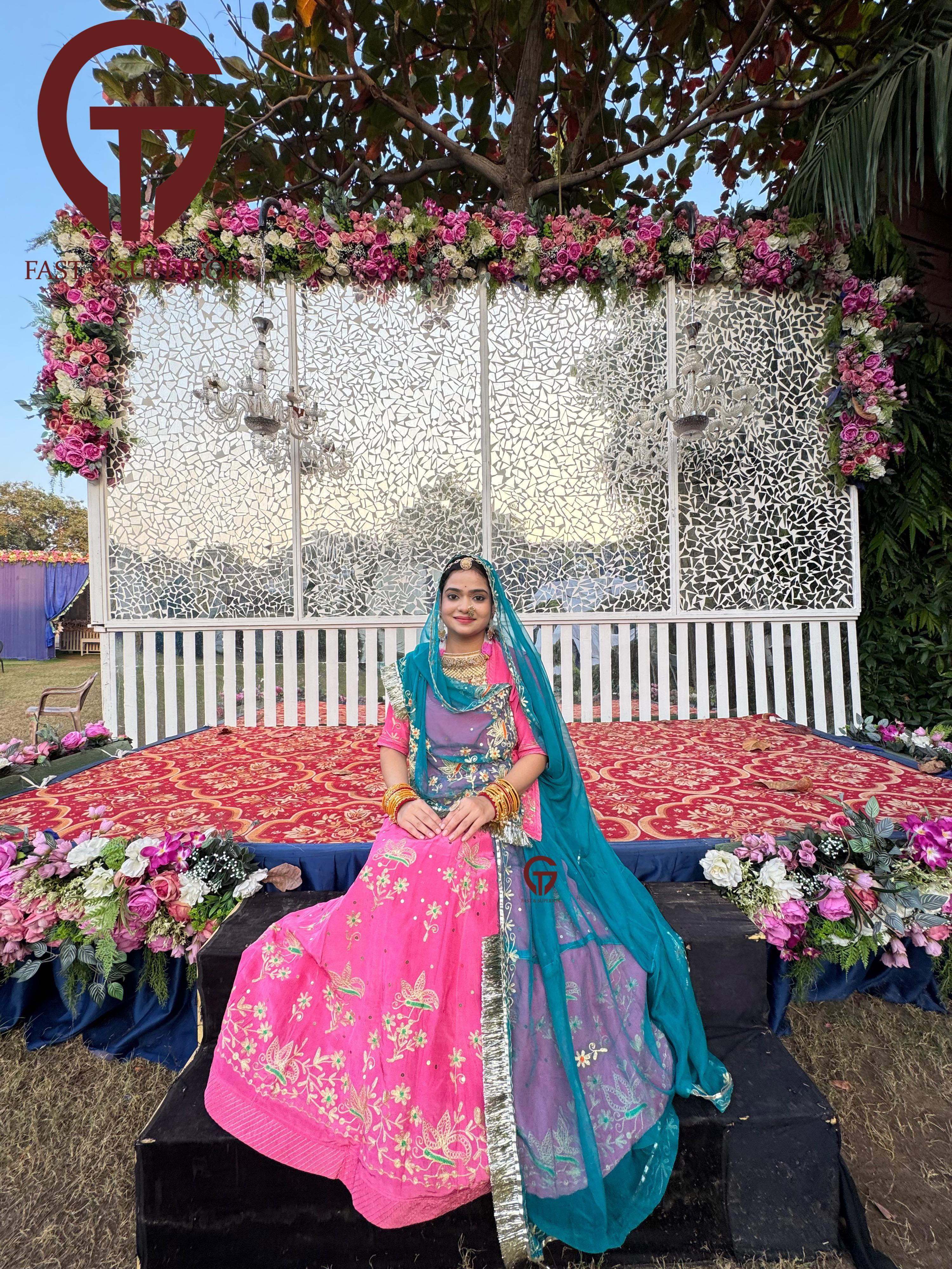 Zari resham design rajputi poshak