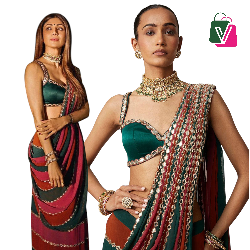 Faux Georgette Real Mirror Work Saree