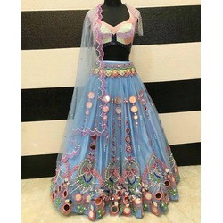 Real Mirror & Pearl Sequins Thread Lehenga with Can-Can & Canvas Layers