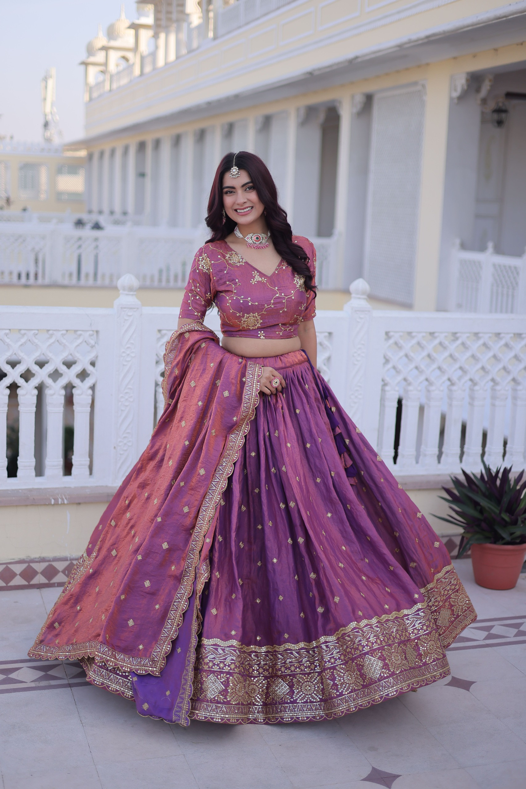 Elegant YSL Silk Sequins & Zari Embroidered Lehenga Choli Set with Designer Dupatta