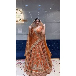 4 Meter Flared Fox Georgette Lehenga with Sequins Embroidery, Can-Can & Canvas Layers | Semi-Stitched Designer Lehenga with Blouse & Dupatta