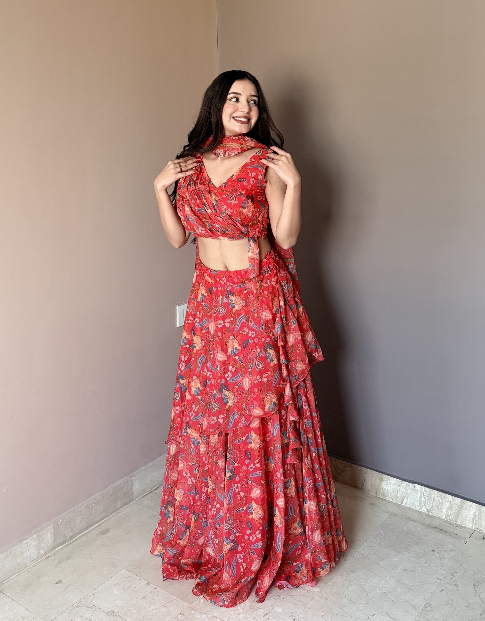 Floral Printed Festive Lehenga Choli with Stylish Blouse & Designer Dupatta