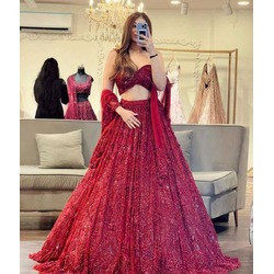 Opulent Sequined Lehenga with Cancan & Canvas Patta – 3.5 Meter Flare, Soft Butterfly Net