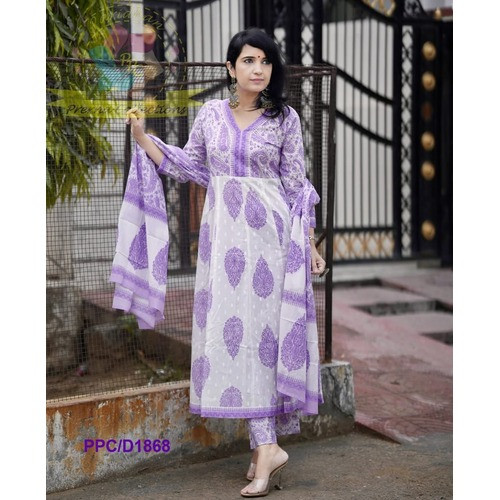 Classy Summer Collection Mughal butta print anarkali kurti Pant Set