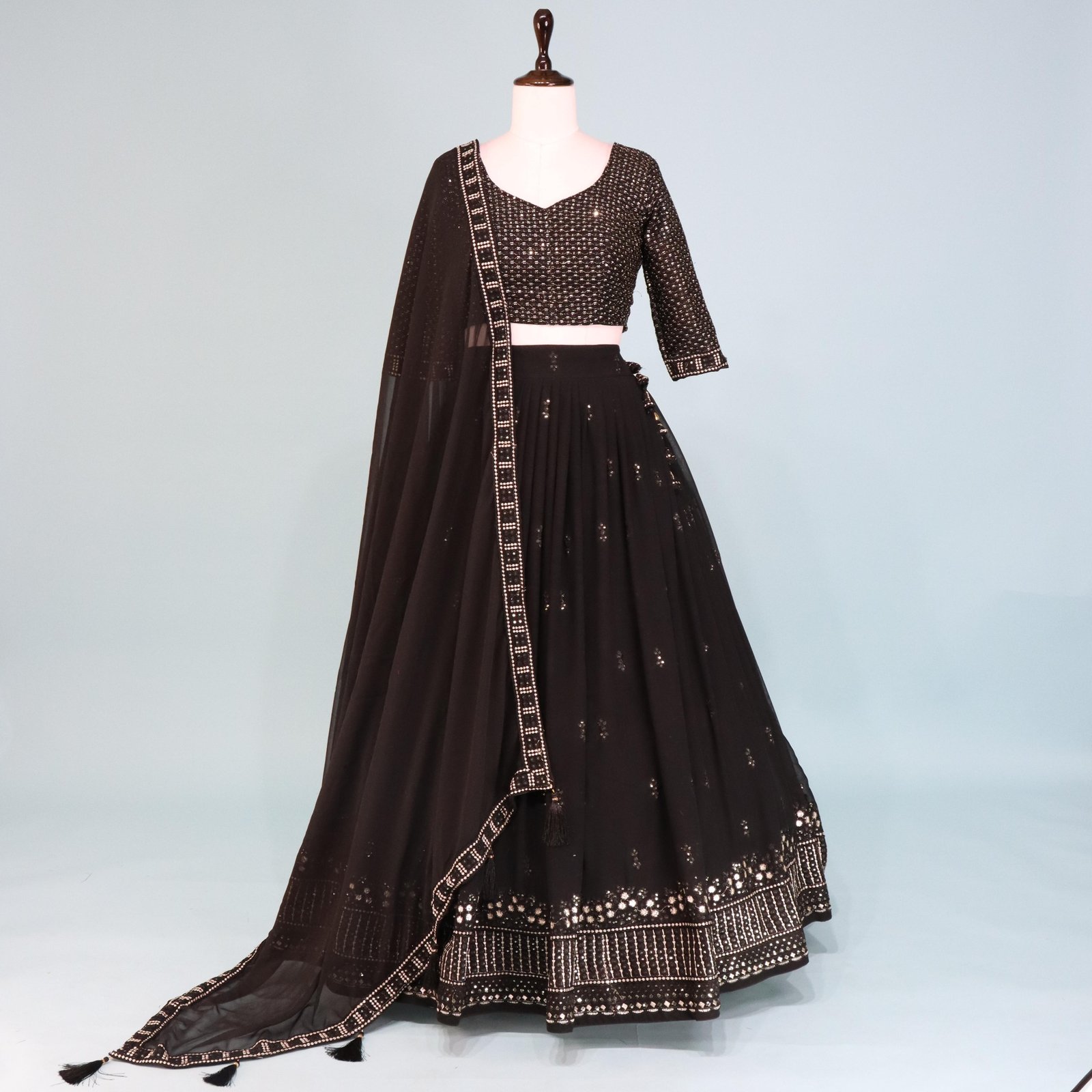 Classical georgette Black Embroidery Lehenga