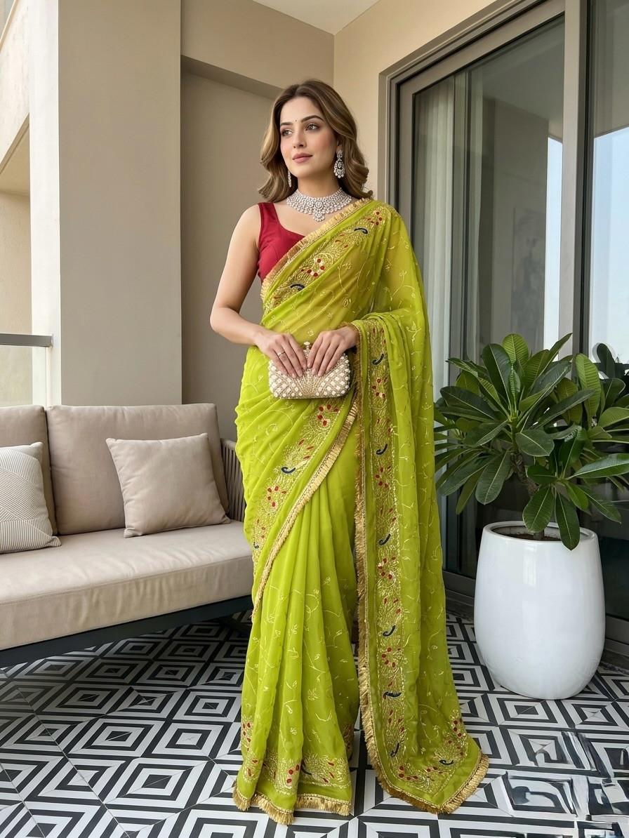 Premium Royal Georgette Saree With Unstitch Blouse