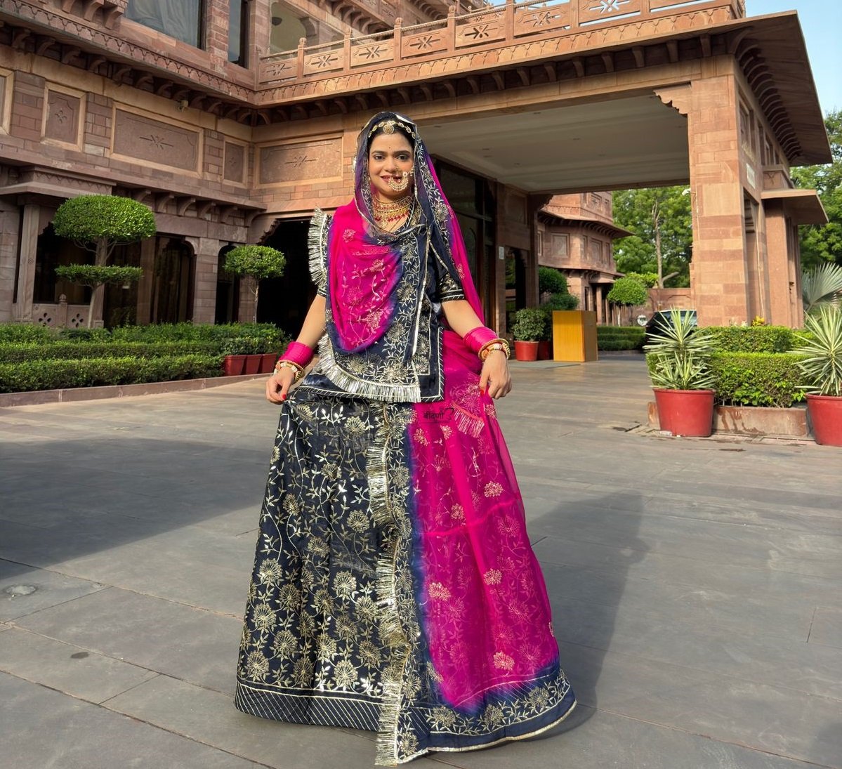 Partywear Tisu siffon Suit Rajasthani Poshak With Sequence And Jerry work