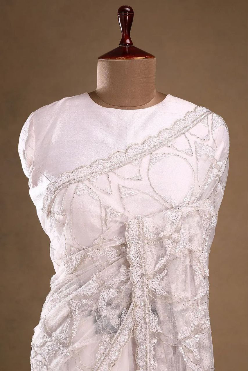 Premium Butterfly Net Saree with Elegant Sequins Work