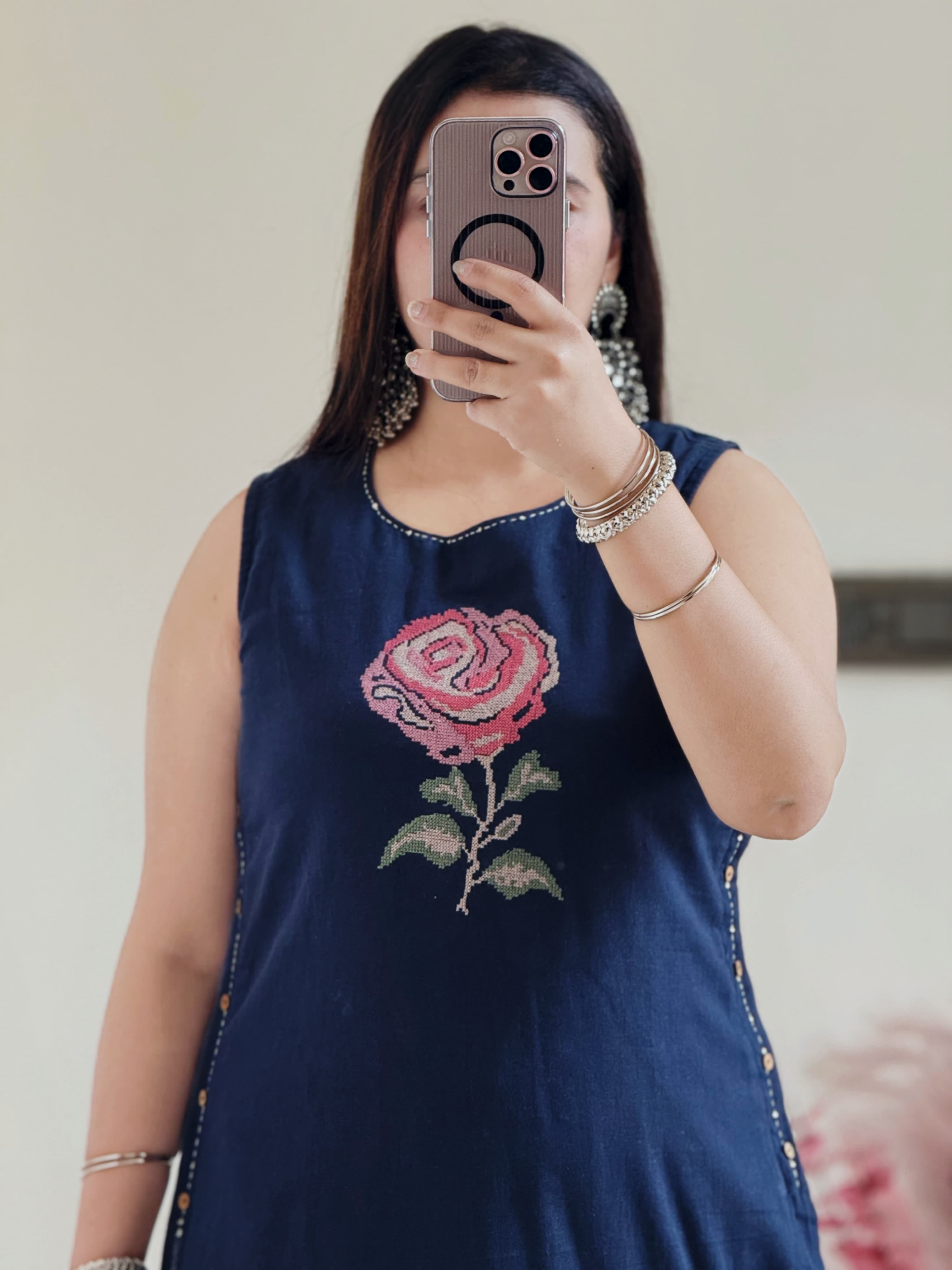 Elegant Cotton Slub Embroidered Kurta Set for summer