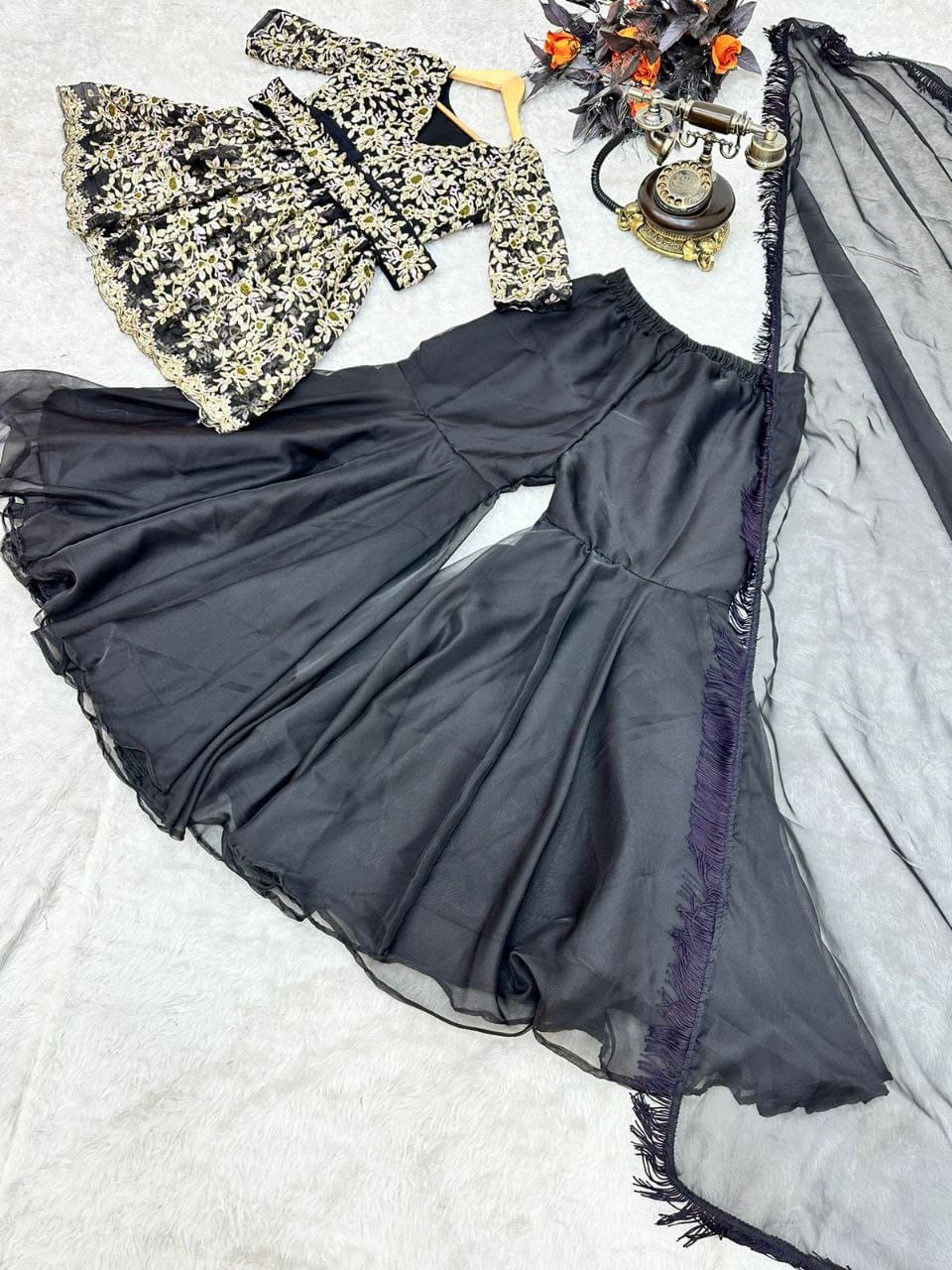 Organza silk plazzo set for women