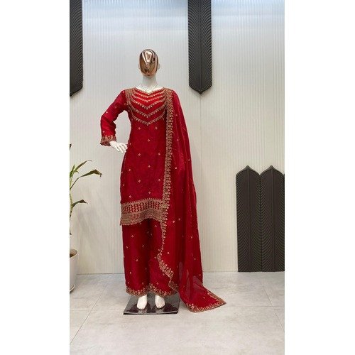 Designer Exclusive Party Wear Embroidered Top & Pant Set with Dupatta