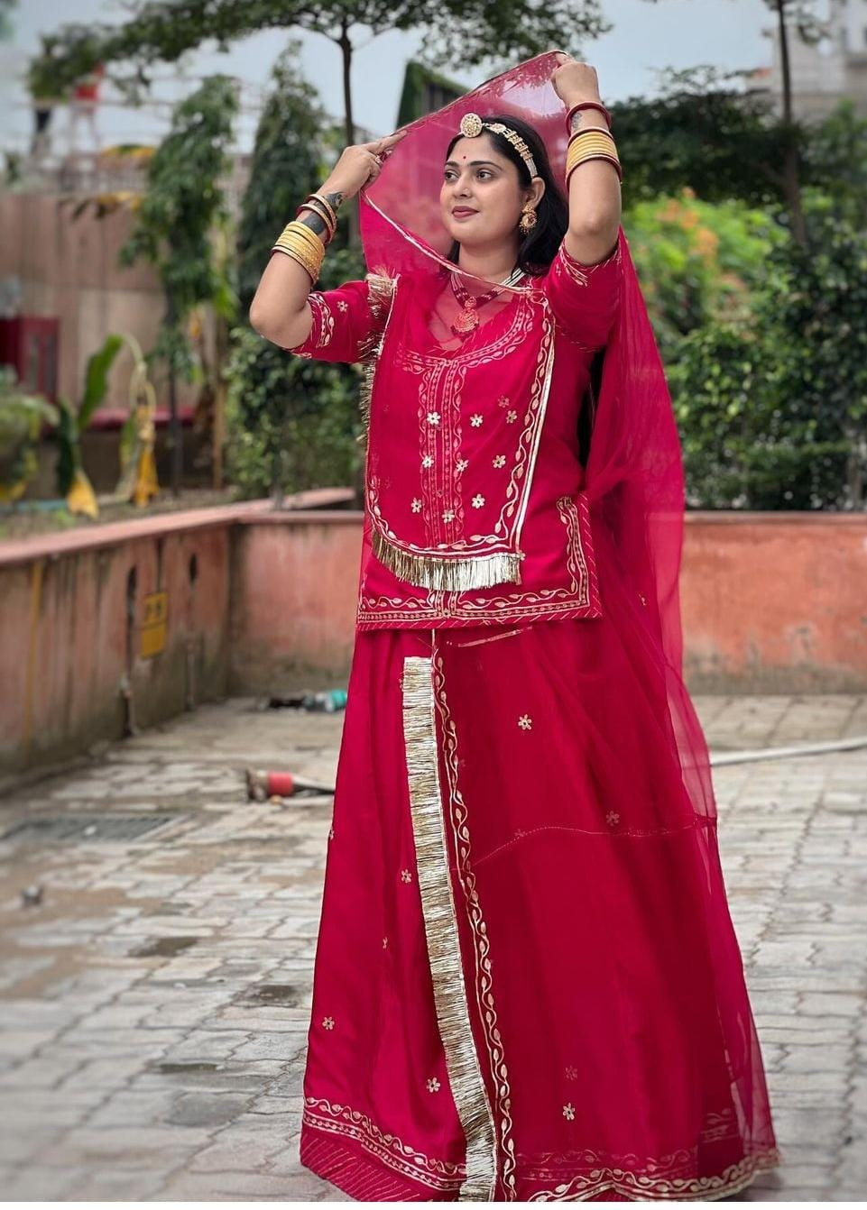 New Designer Upda Silk Thakur Ji Pure In Rani Coloured Rajputi Poshak