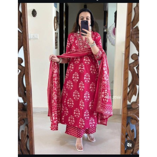 Vibrant Summer-Ready A-Line Pant Set with Matching Dupatta