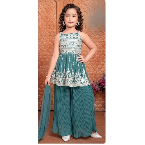 New Launching Trending Beautiful Embroidery Plazo  Set For Girls
