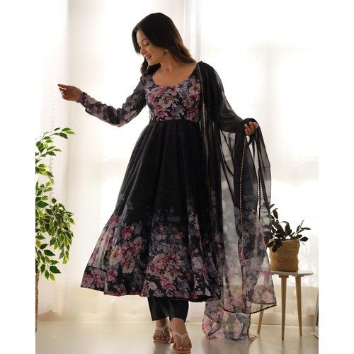 Printed Flair Ready to Wear Anarkali  with Dupatta & Pant