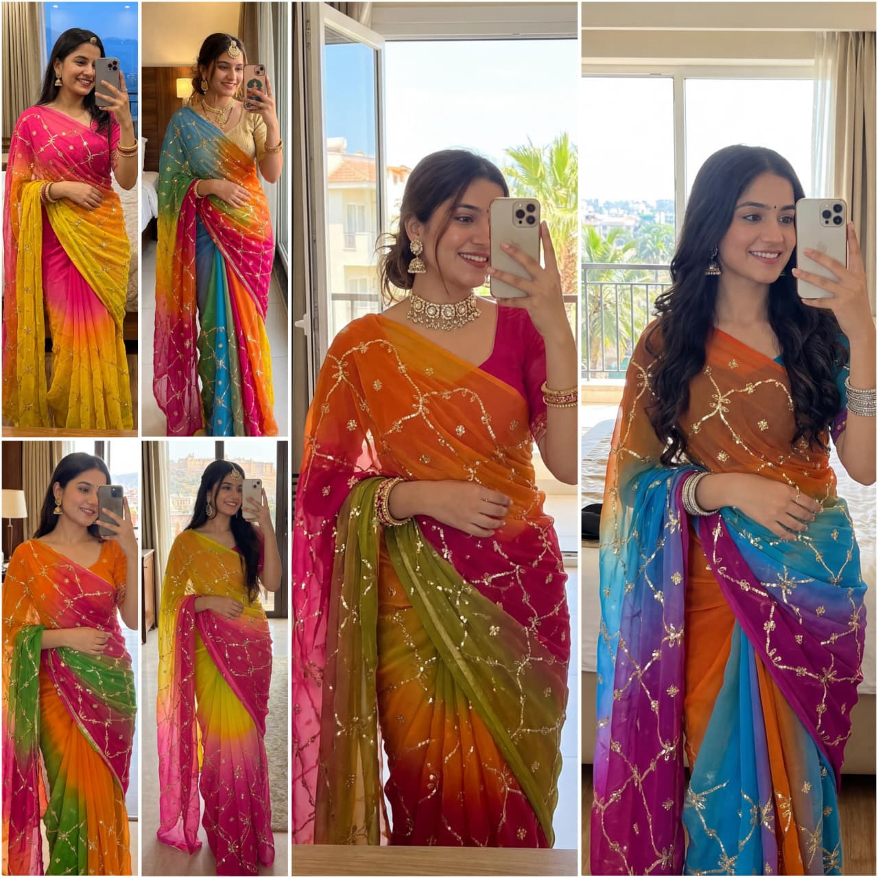 Rajwadi Georgette Sequence Work Saree (5.50m) – Home Washable | 6 Piece Set