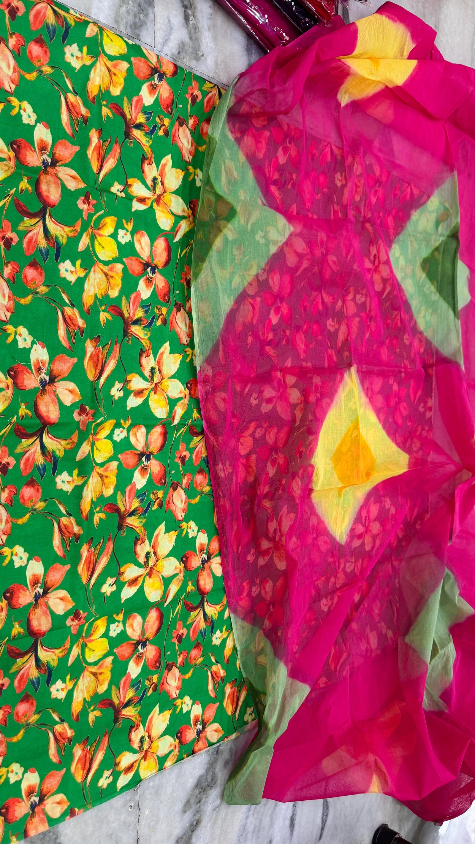 Designer Cotton Digital Printed Suit Sharbati Odhna
